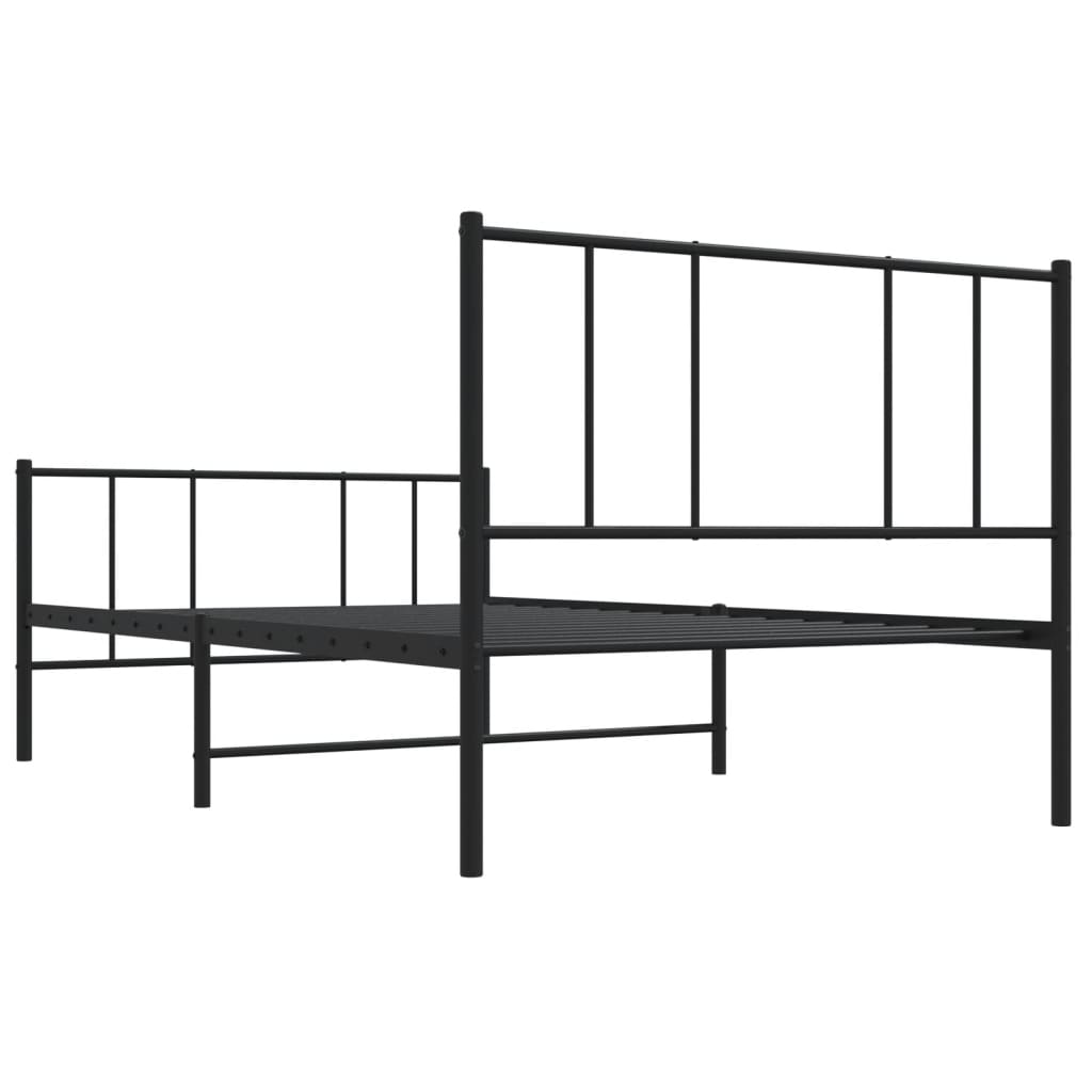 Sengeramme i metall med hode- og fotgavl svart 100x200 cm