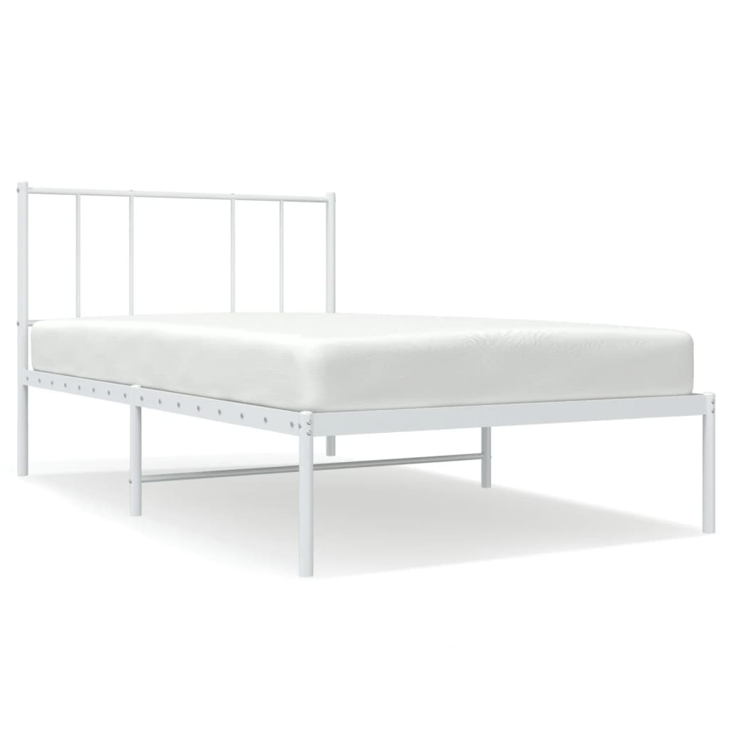 Sengeramme i metall med hodegavl hvit 90x200 cm