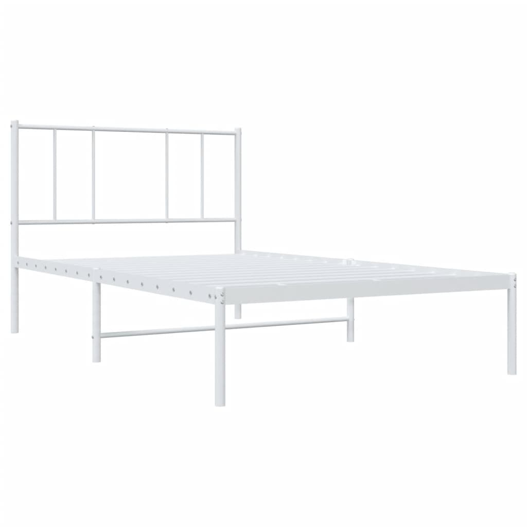 Sengeramme i metall med hodegavl hvit 90x200 cm