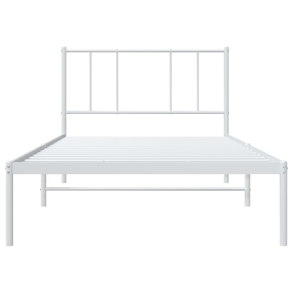Sengeramme i metall med hodegavl hvit 90x200 cm