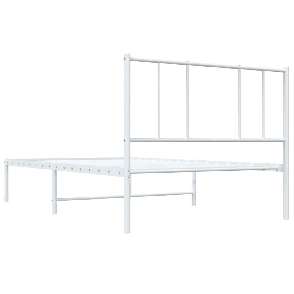 Sengeramme i metall med hodegavl hvit 107x203 cm