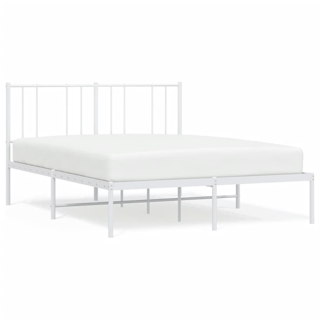 Sengeramme i metall med hodegavl hvit 140x190 cm