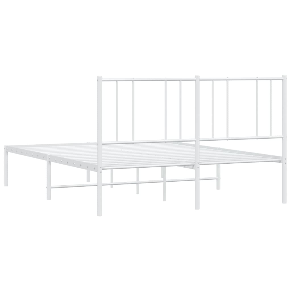 Sengeramme i metall med hodegavl hvit 140x190 cm