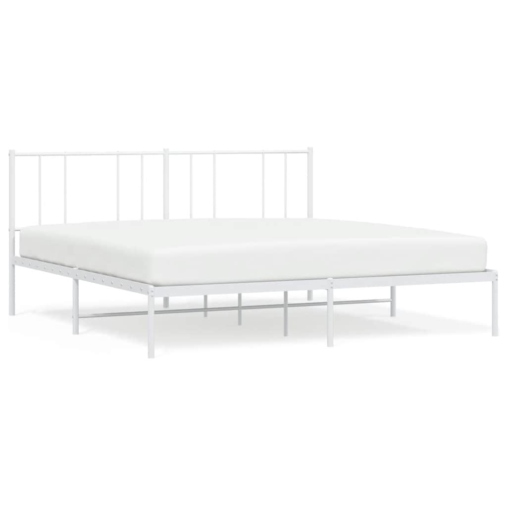 Sengeramme i metall med sengegavl hvit 180x200 cm vidaXL