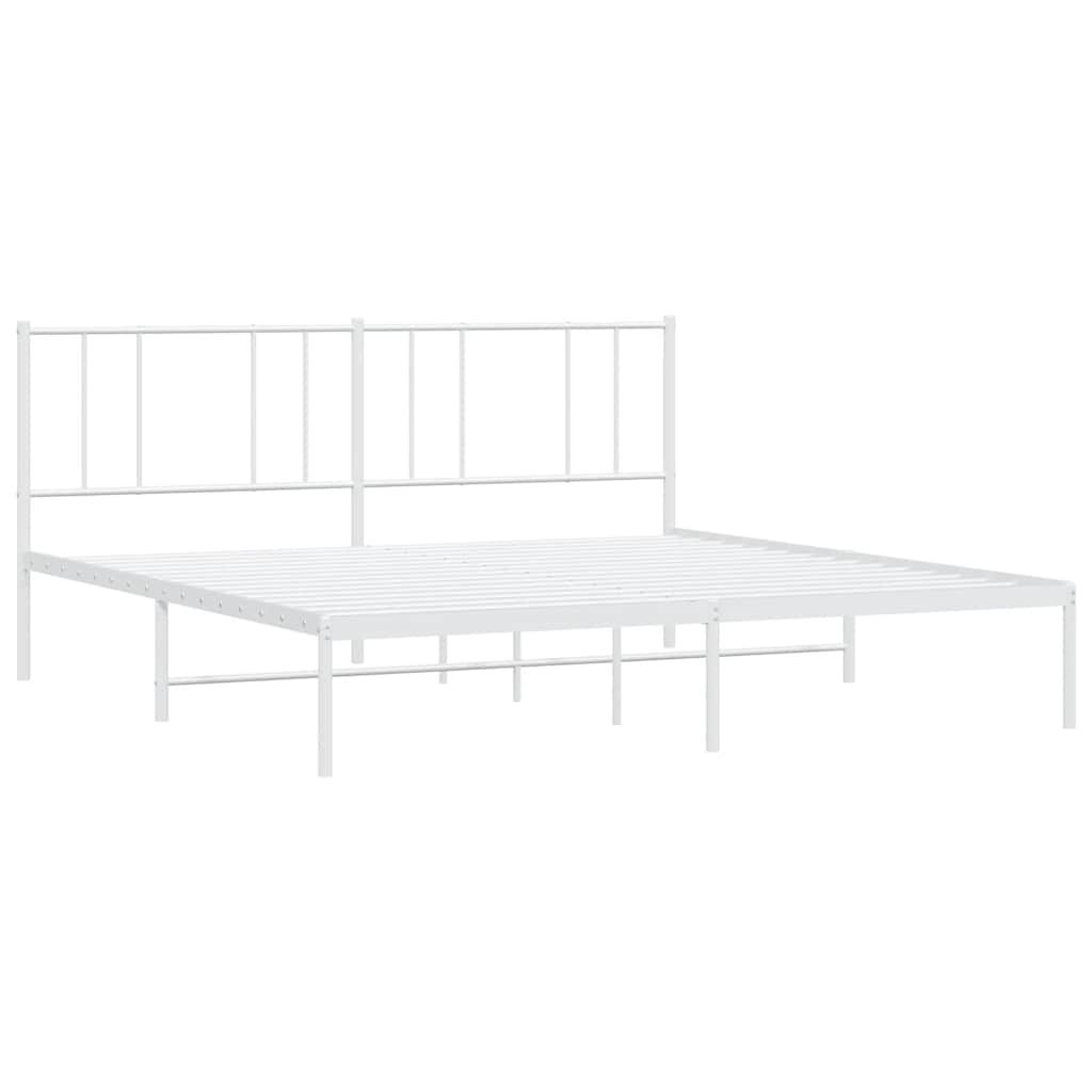 Sengeramme i metall med sengegavl hvit 180x200 cm vidaXL