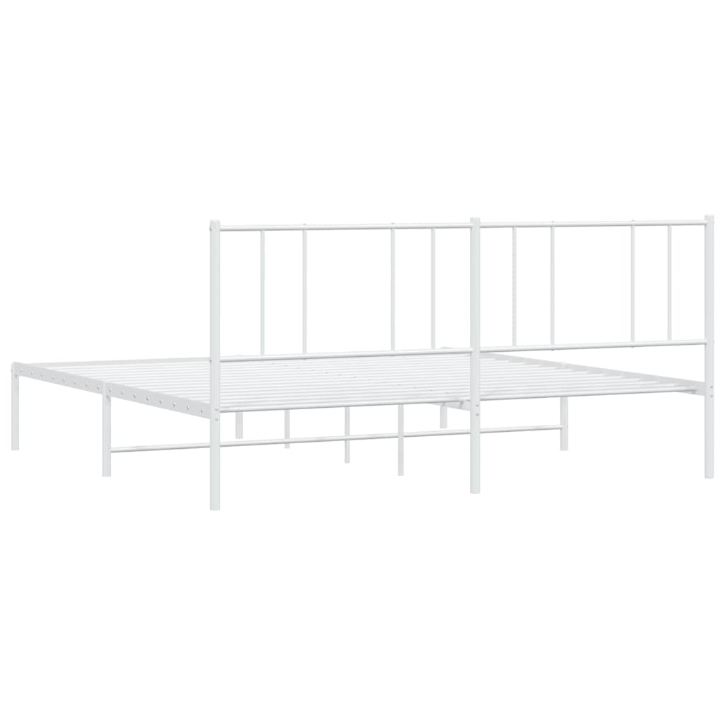 Sengeramme i metall med sengegavl hvit 180x200 cm vidaXL