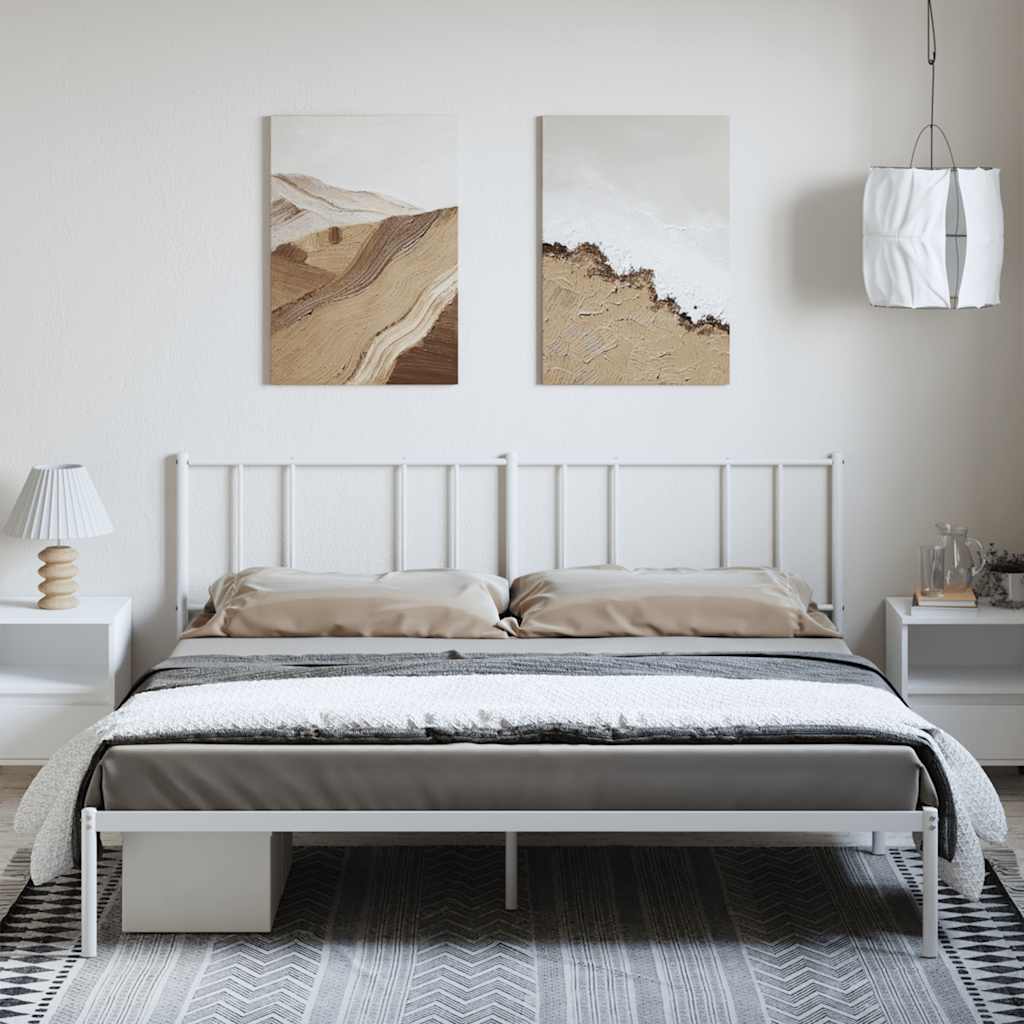 Sengeramme i metall med hodegavl hvit 183x213 cm vidaXL