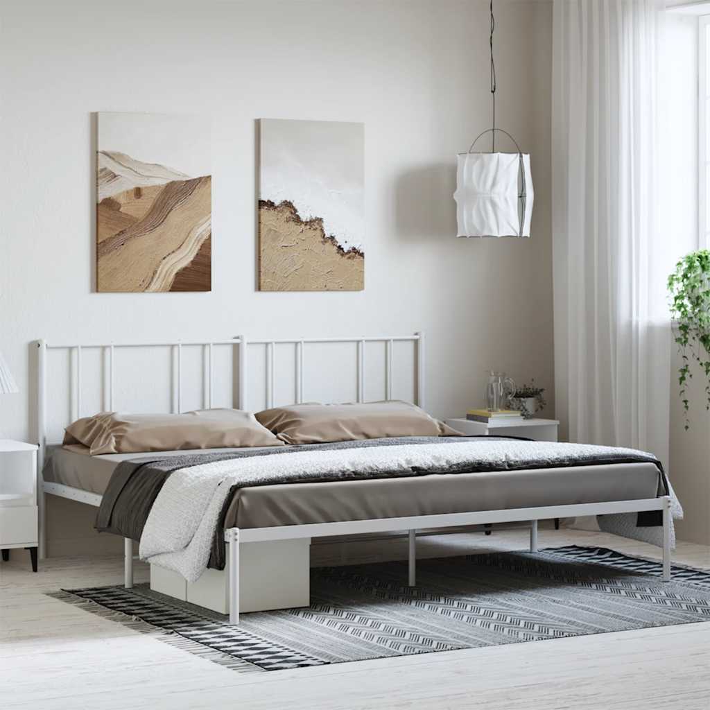 Sengeramme i metall med hodegavl hvit 183x213 cm vidaXL