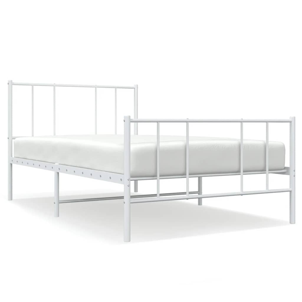 Sengeramme i metall med hode- og fotgavl hvit 75x190 cm