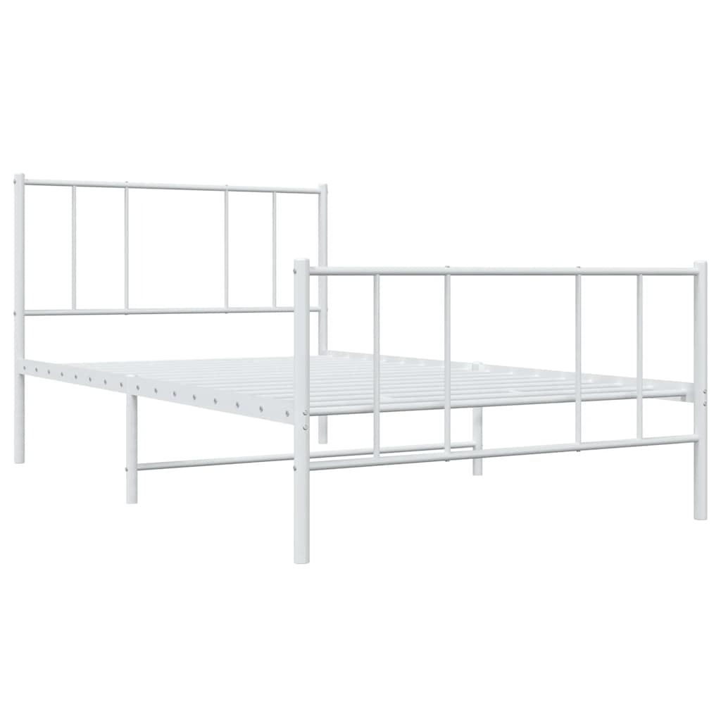 Sengeramme i metall med hode- og fotgavl hvit 75x190 cm