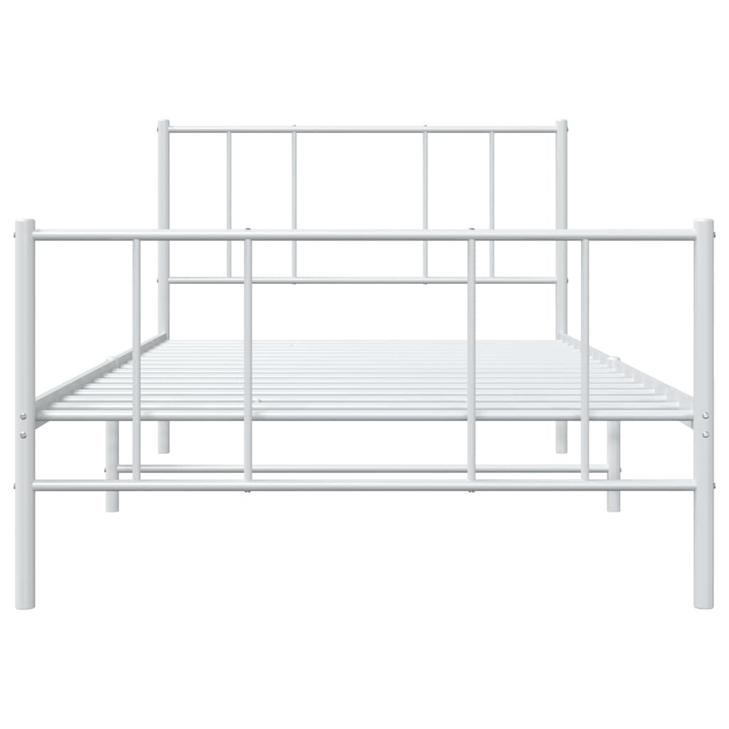 Sengeramme i metall med hode- og fotgavl hvit 75x190 cm