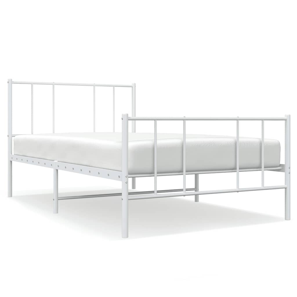 Sengeramme i metall med hode- og fotgavl hvit 100x200 cm