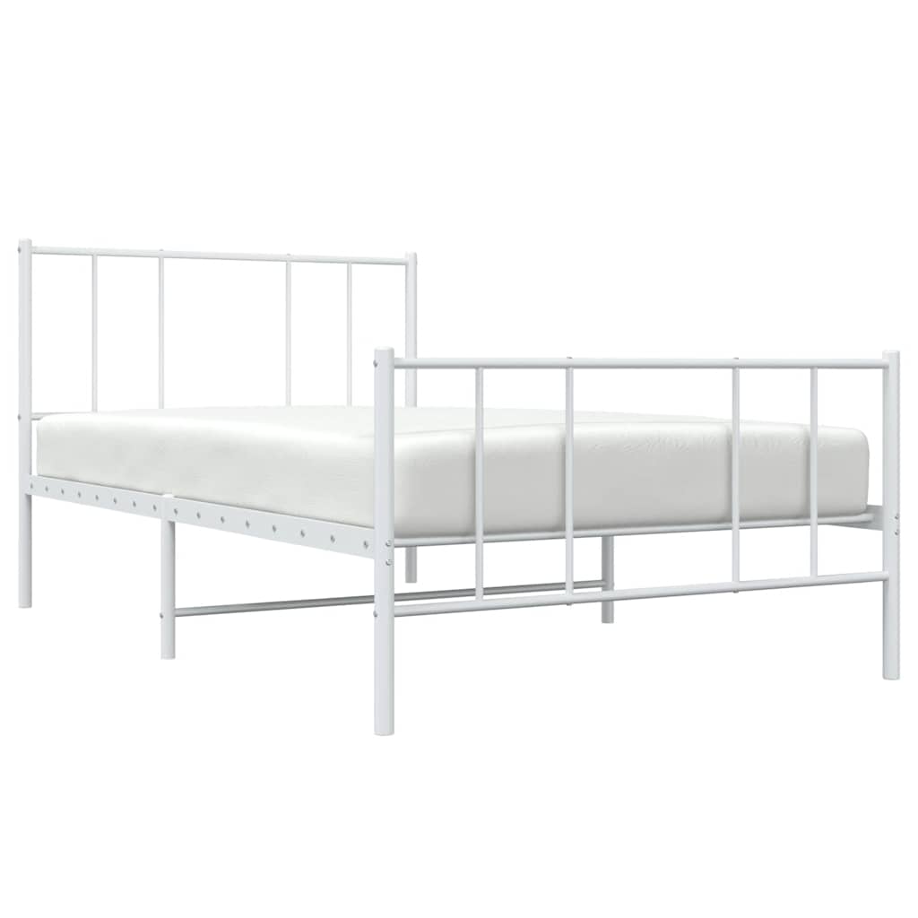 Sengeramme i metall med hode- og fotgavl hvit 100x200 cm