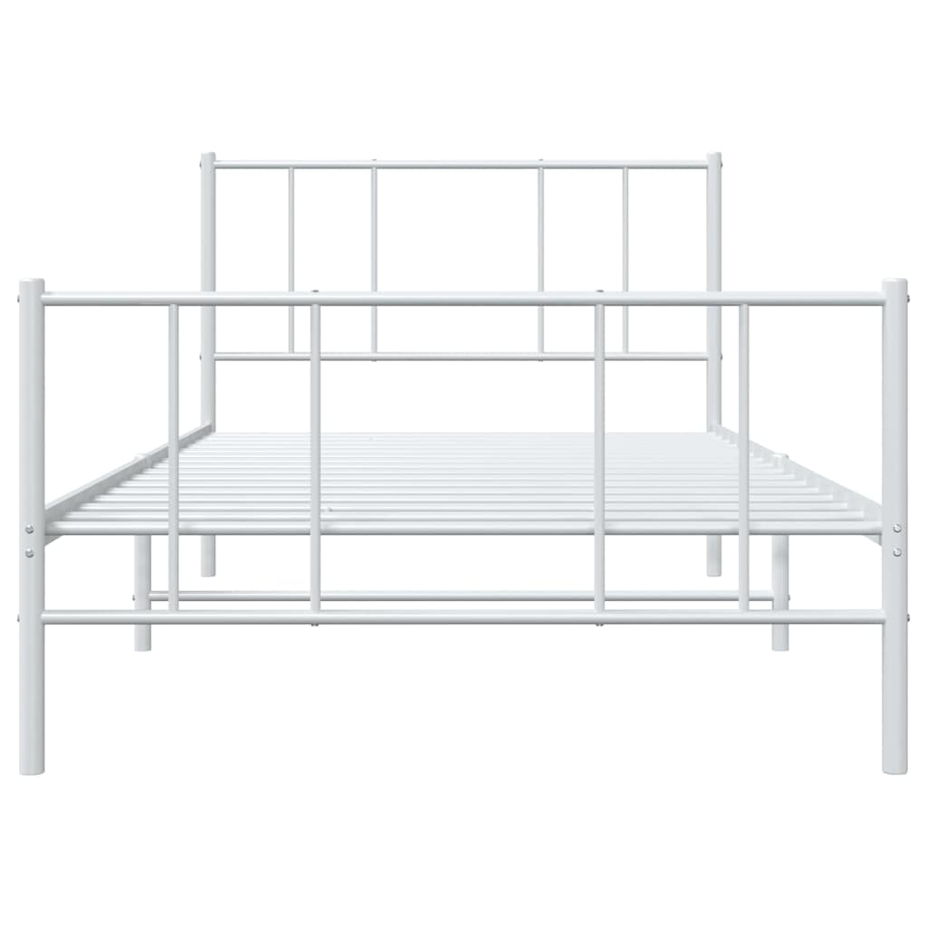 Sengeramme i metall med hode- og fotgavl hvit 100x200 cm