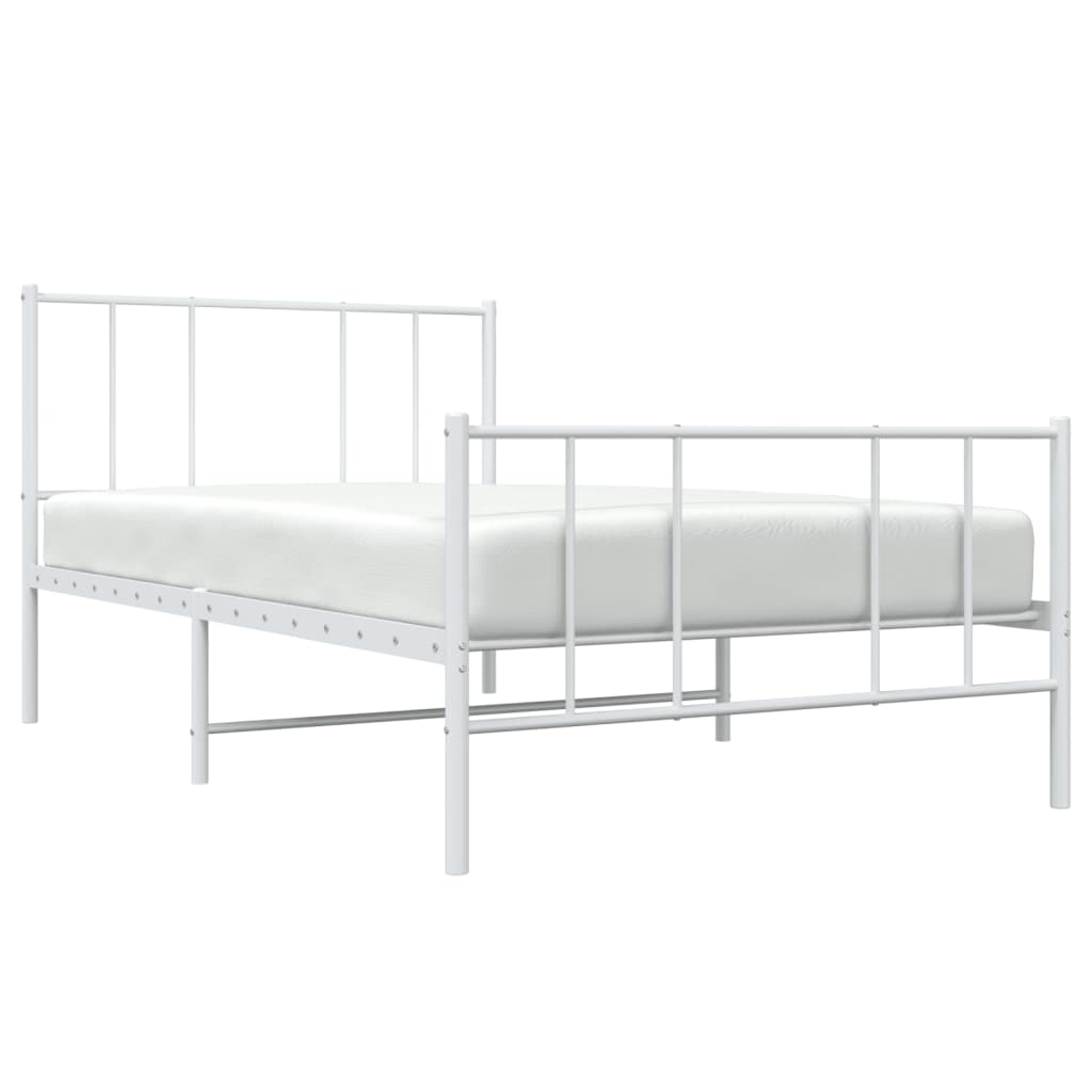 Sengeramme i metall med hode- og fotgavl hvit 107x203 cm