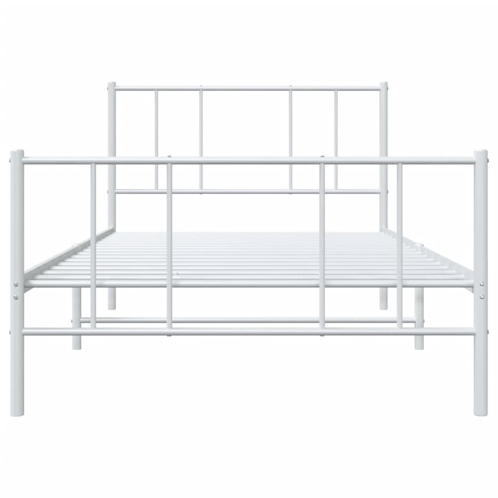 Sengeramme i metall med hode- og fotgavl hvit 107x203 cm