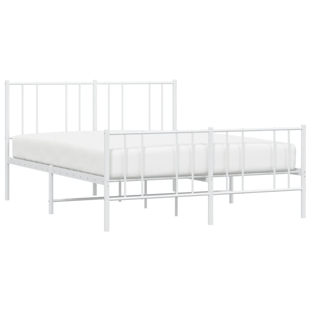 Sengeramme i metall med hode- og fotgavl hvit 135x190 cm