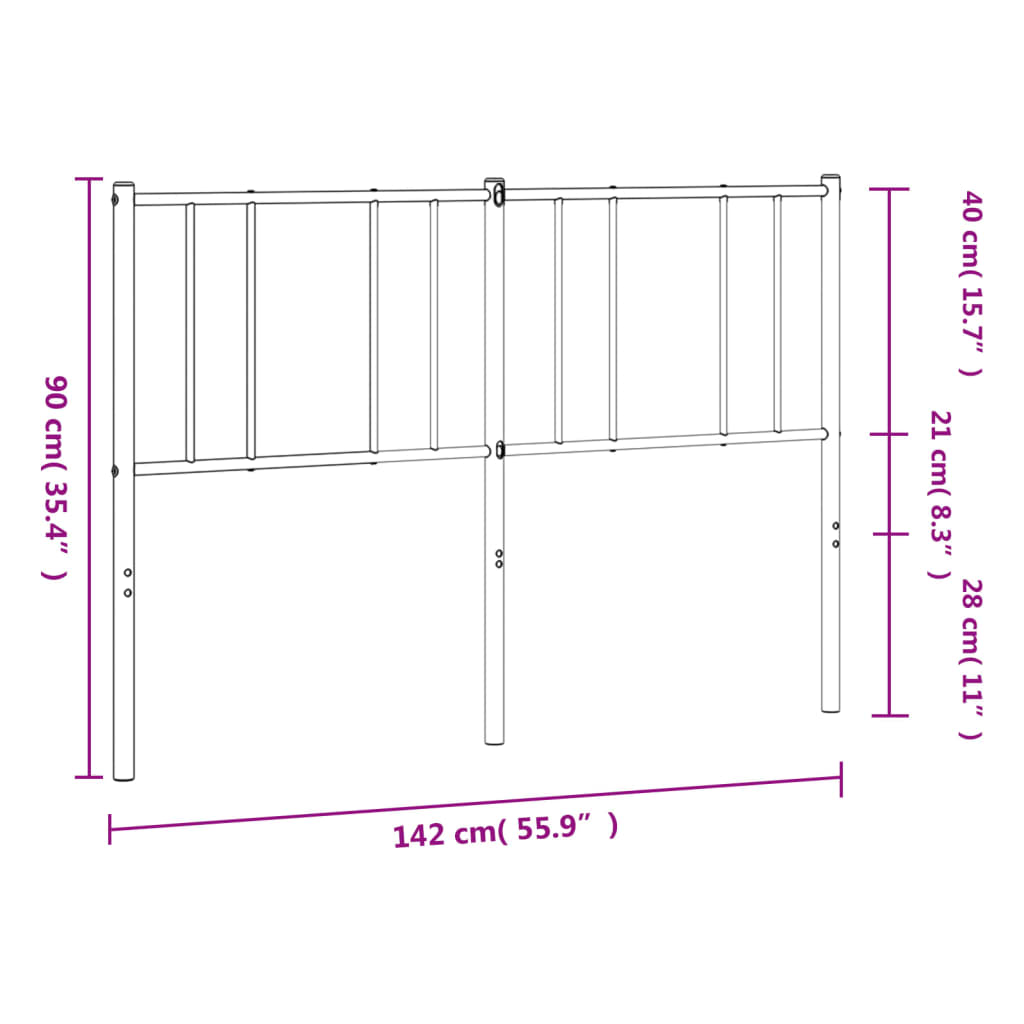 Utskiftbar sengegavl i metall hvit 135 cm