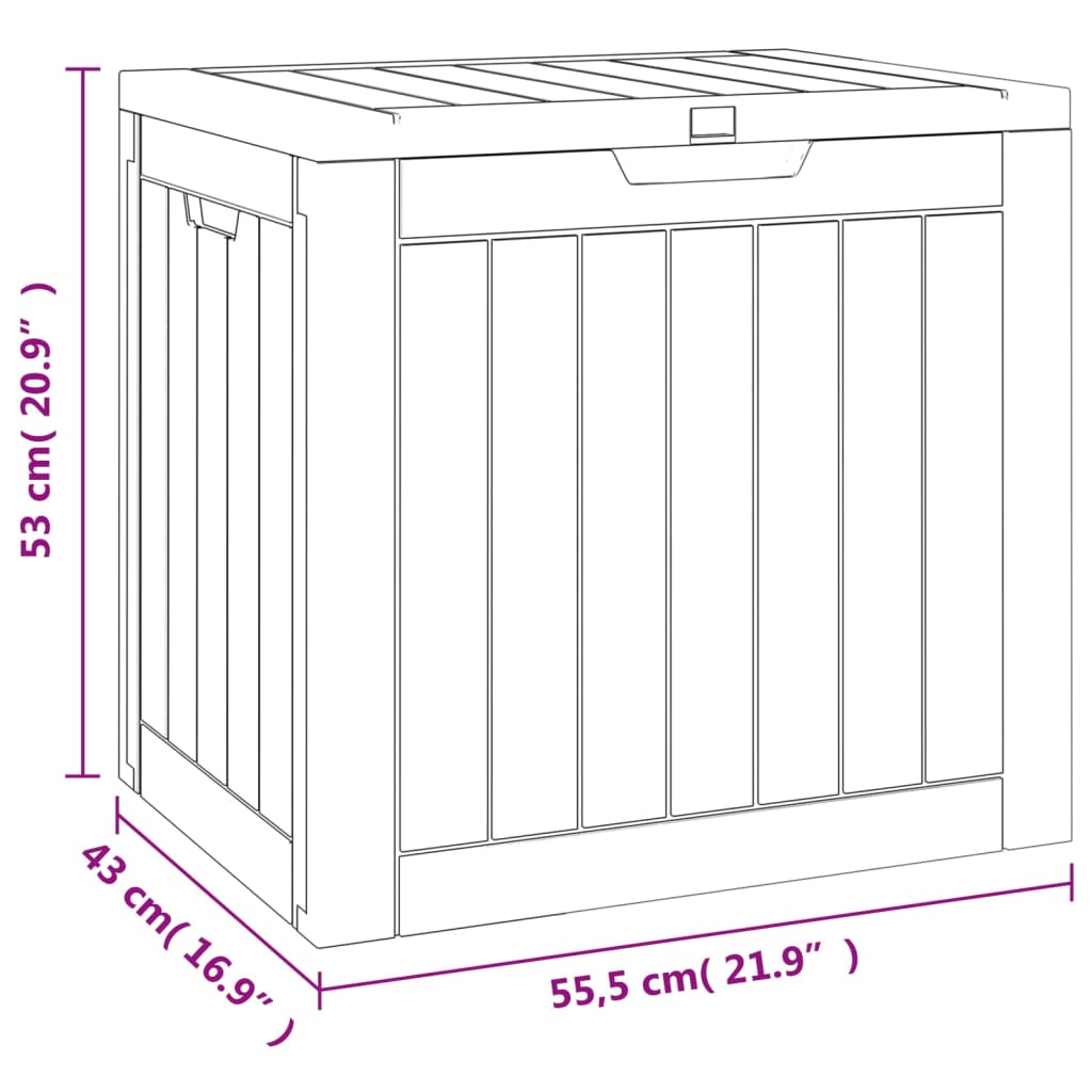 Hageoppbevaringsboks svart 55,5x43x53 cm polypropylen vidaXL