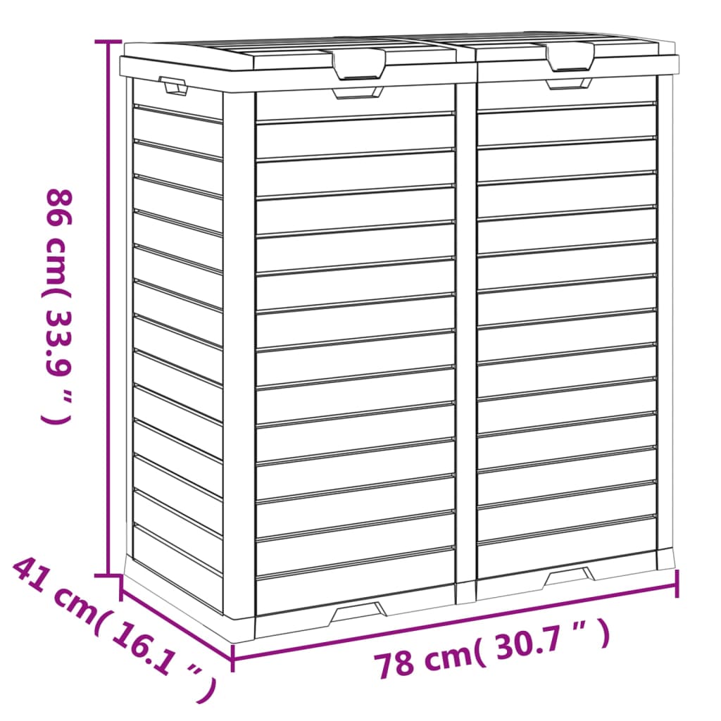 Utendørs søppelkasse svart 78x41x86 cm polypropylen vidaXL