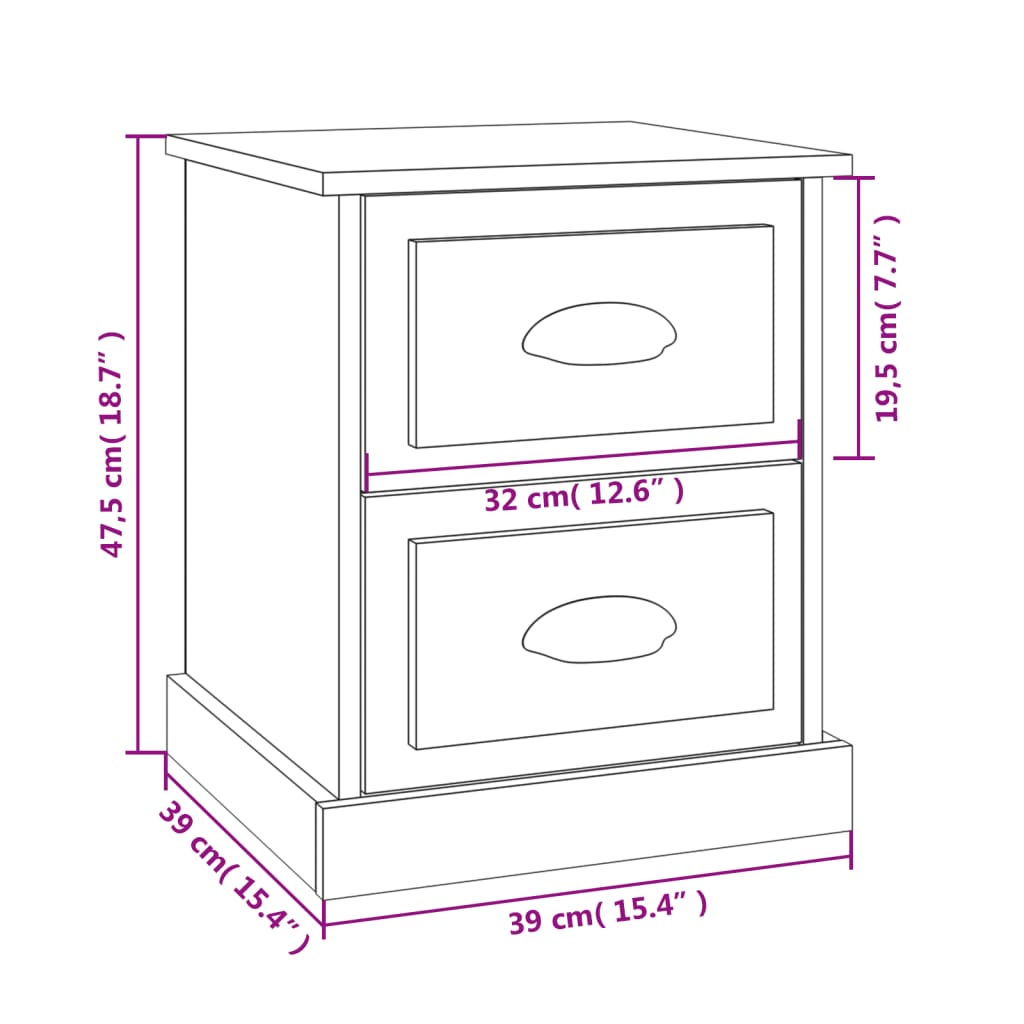 Nattbord sonoma eik 39x39x47,5 cm konstruert tre