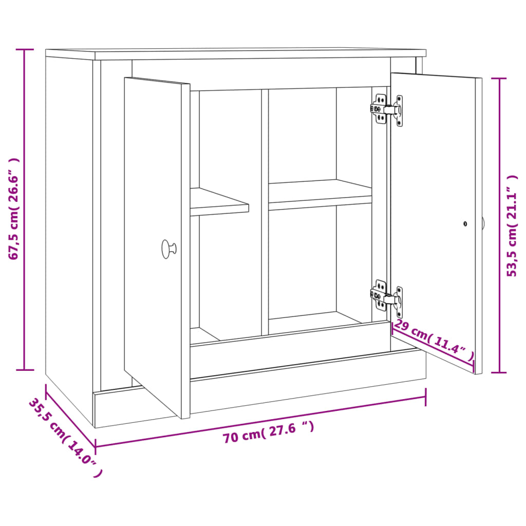 Skjenk betonggrå 70x35,5x67,5 cm konstruert tre