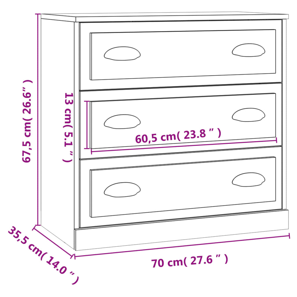 Skjenk røkt eik 70x35,5x67,5 cm konstruert tre vidaXL