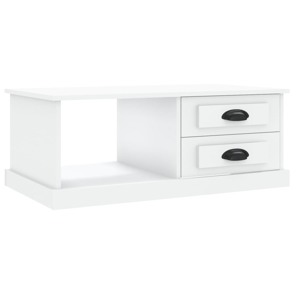Salongbord hvit 90x50x35 cm konstruert tre