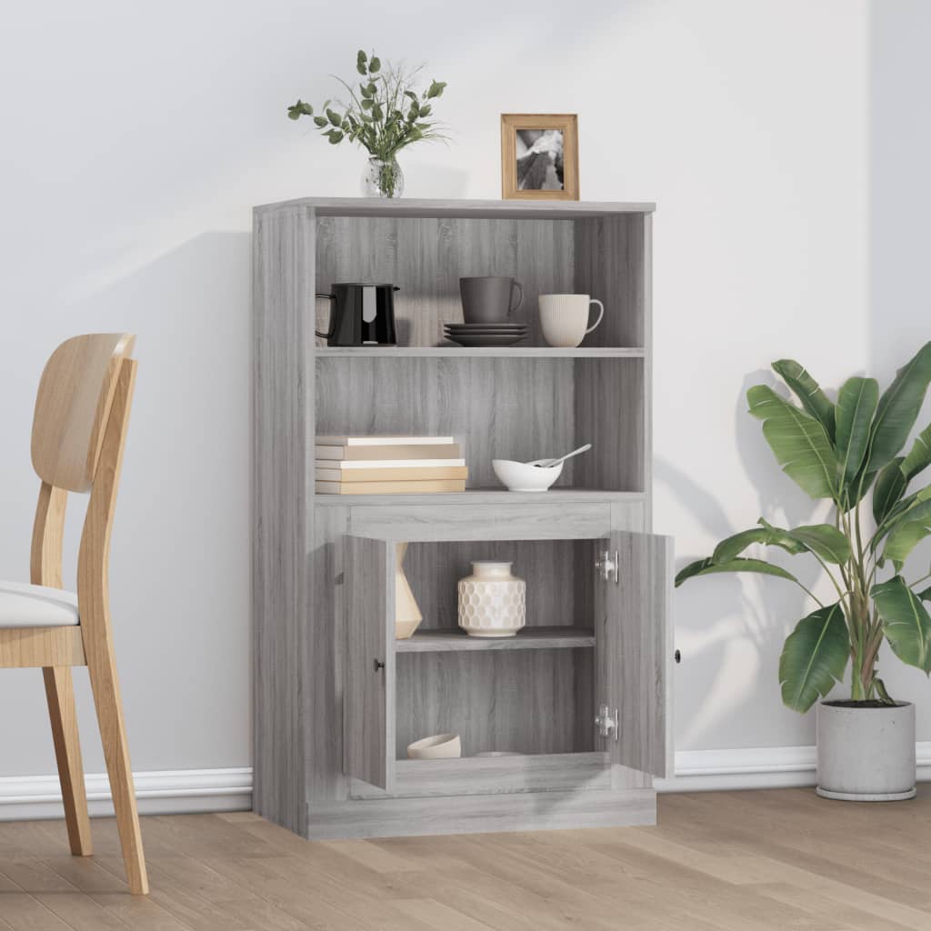 Highboard grå sonoma 60x35,5x103,5 cm konstruert tre