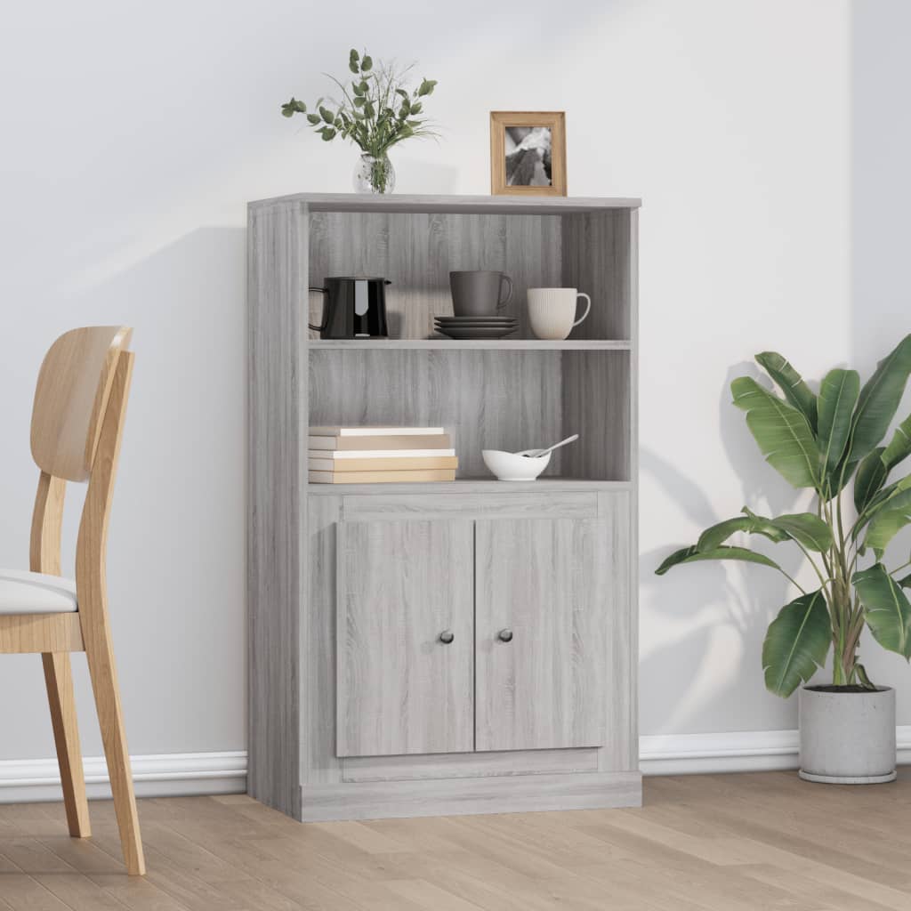 Highboard grå sonoma 60x35,5x103,5 cm konstruert tre