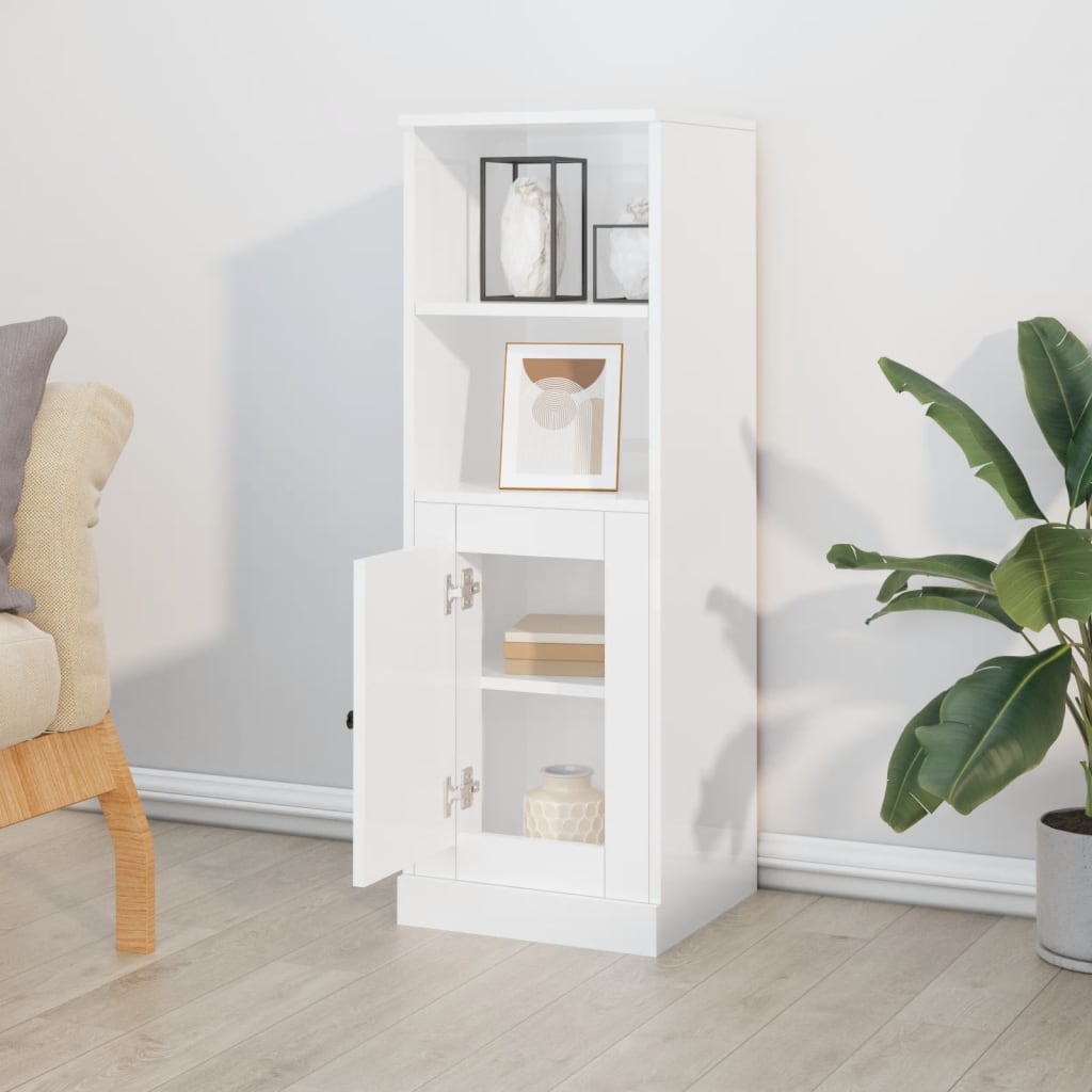 Highboard høyglans hvit 36x35,5x103,5 cm konstruert tre