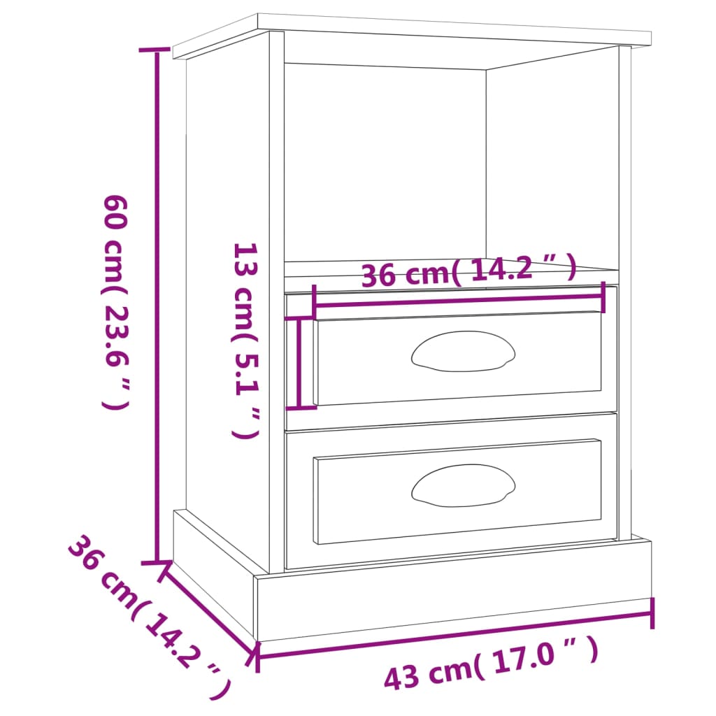 Nattbord sonoma eik 43x36x60 cm