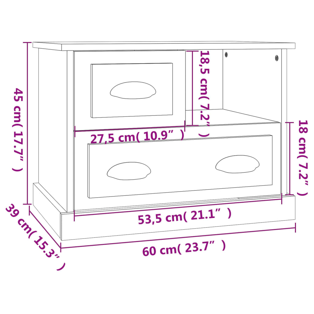 Nattbord sonoma eik 60x39x45 cm