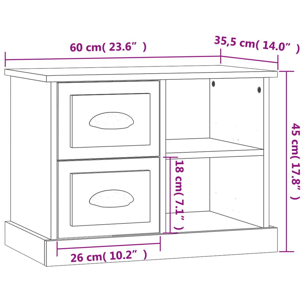 Nattbord svart 60x35,5x45 cm