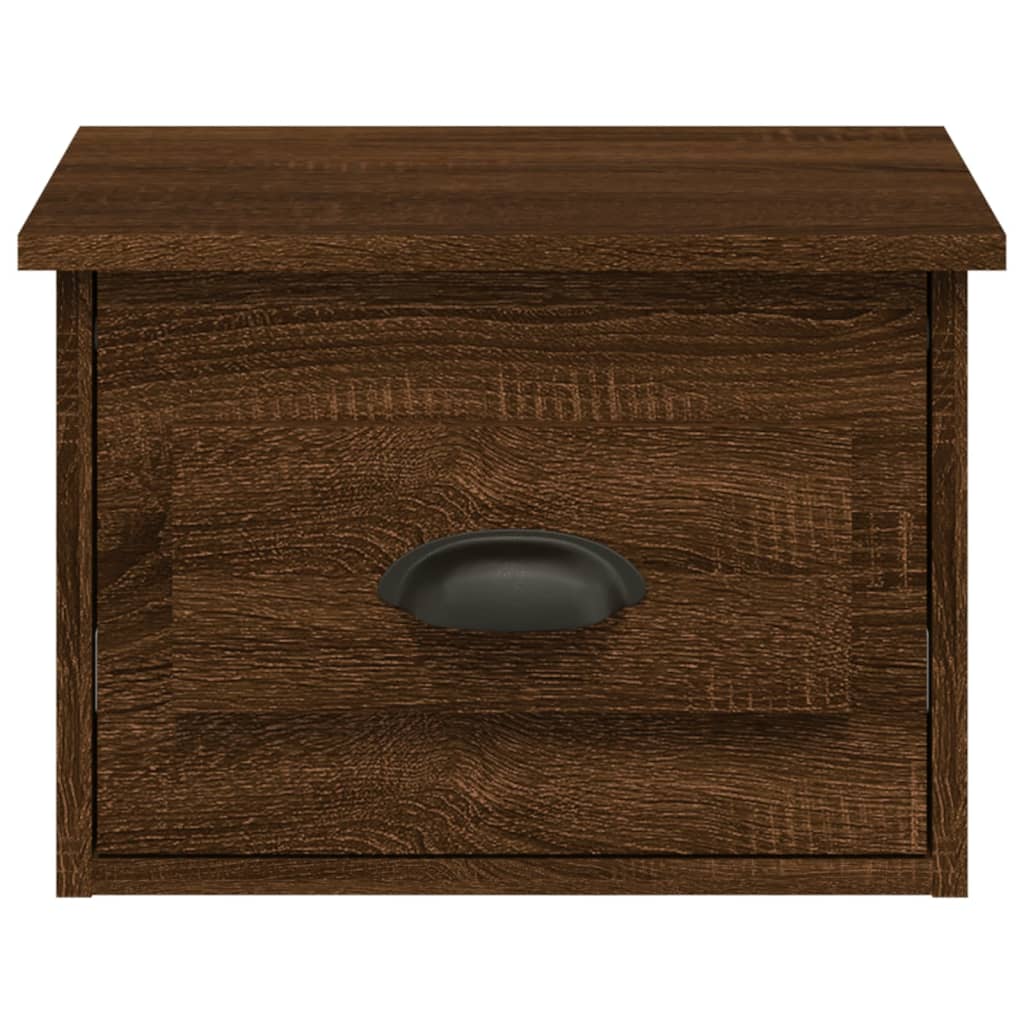 Veggmonterte nattbord 2 stk brun eik 41,5x36x28 cm