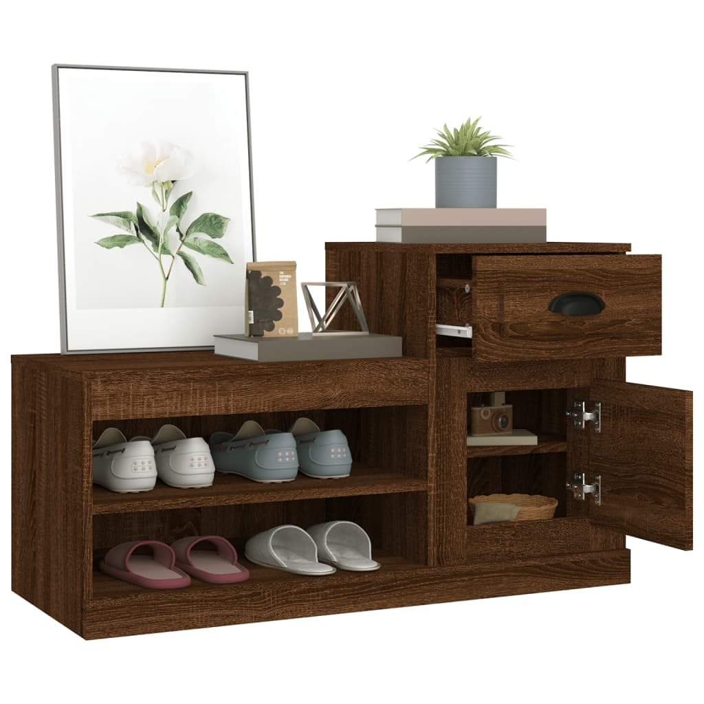 Skoskap brun eik 100x42x60 cm konstruert tre
