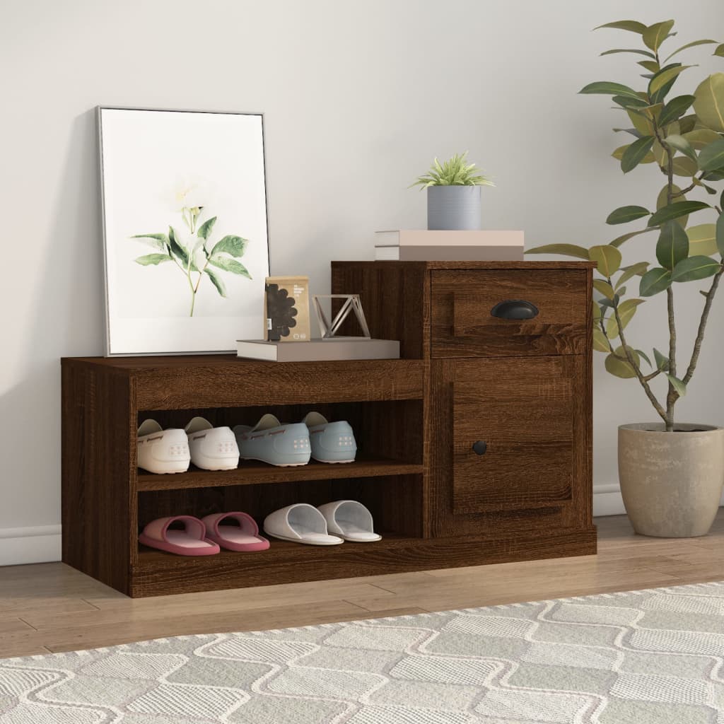 Skoskap brun eik 100x42x60 cm konstruert tre