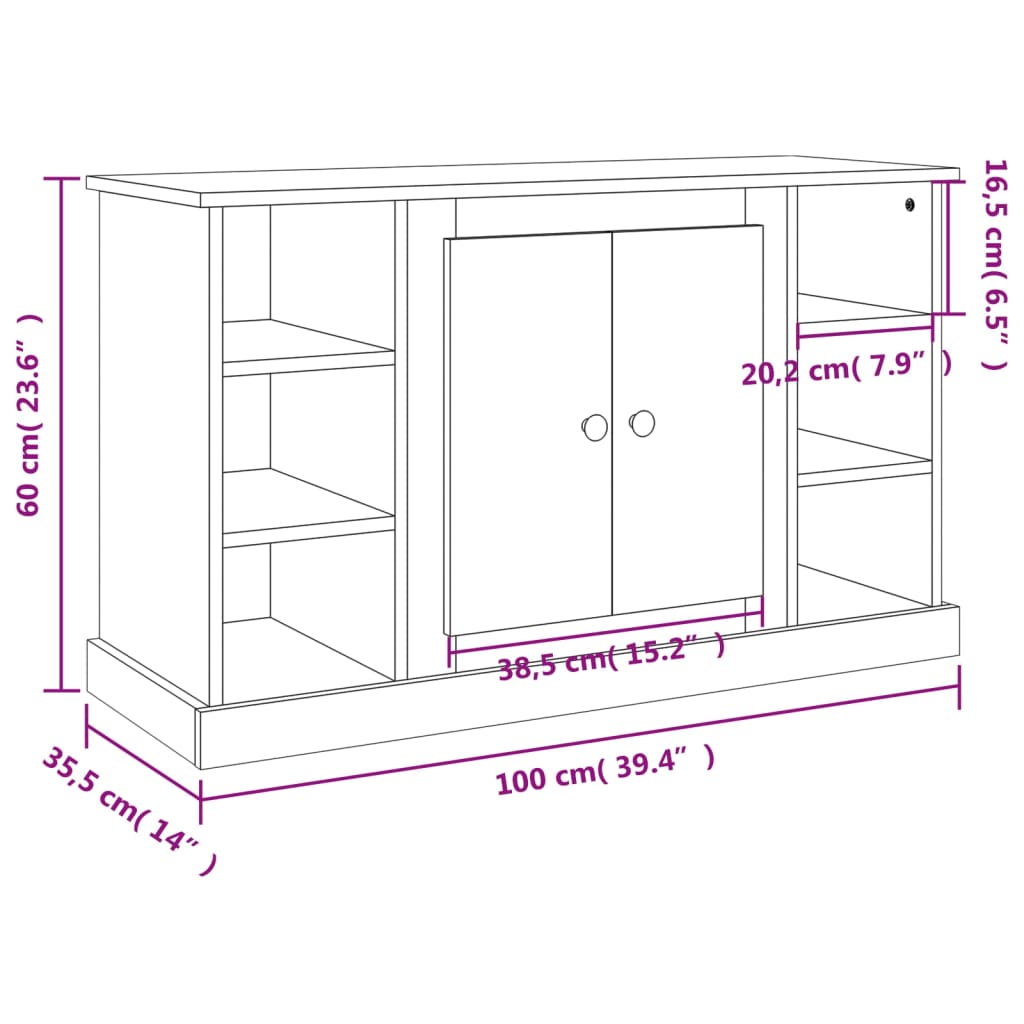 Skjenk hvit 100x35,5x60 cm konstruert tre
