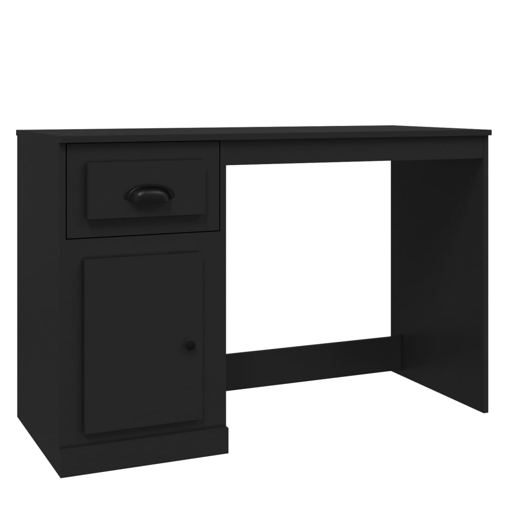 Skrivebord med skuff svart 115x50x75 cm konstruert tre