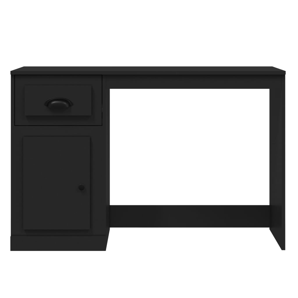 Skrivebord med skuff svart 115x50x75 cm konstruert tre