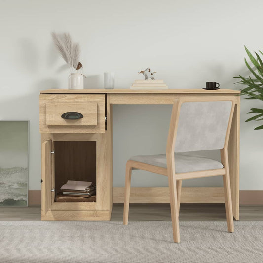 Skrivebord med skuff sonoma eik 115x50x75 cm konstruert tre