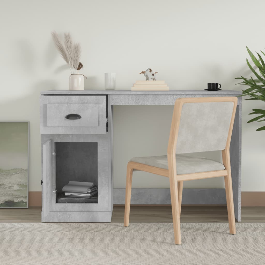 Skrivebord med skuff betonggrå 115x50x75 cm konstruert tre vidaXL