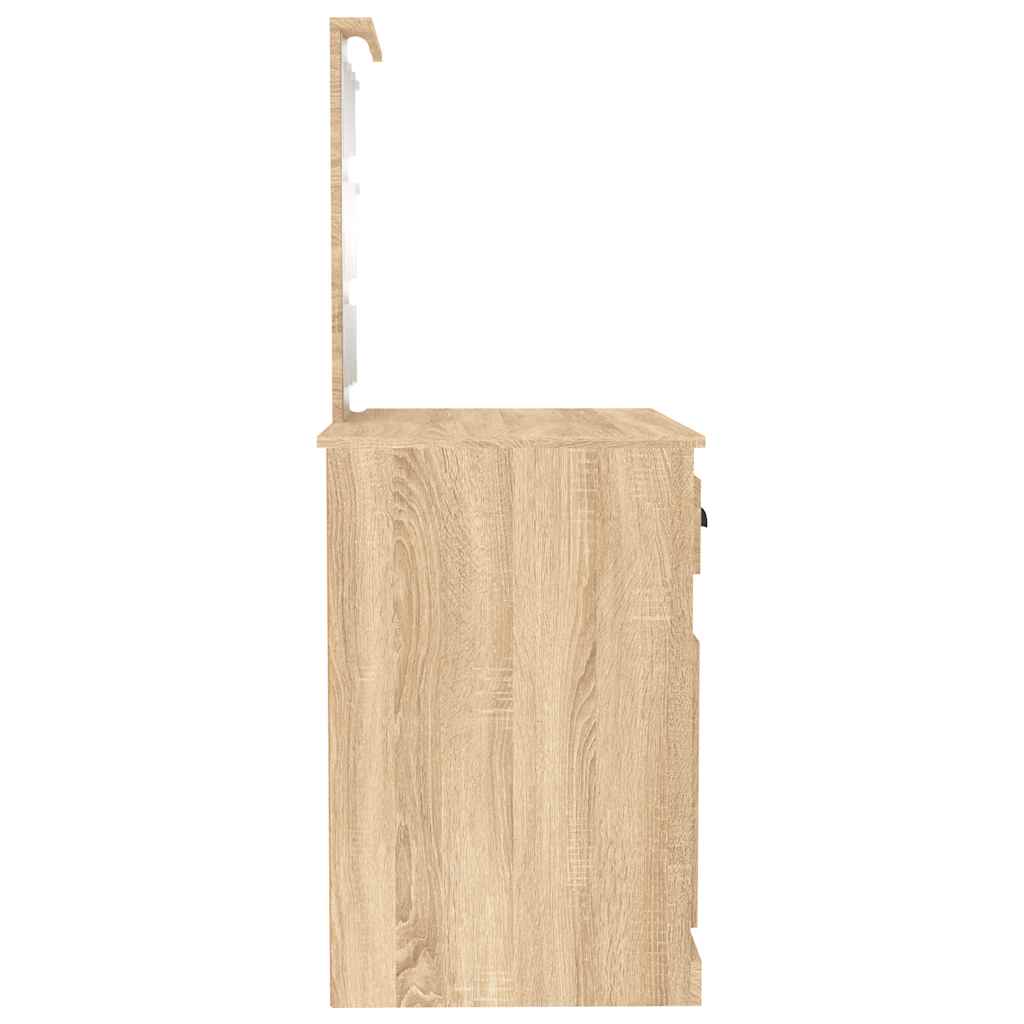 Sminkebord med LED sonoma eik 90x50x132,5 cm konstruert tre