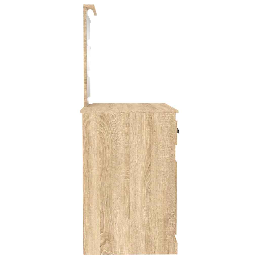 Sminkebord med LED sonoma eik 90x50x132,5 cm konstruert tre