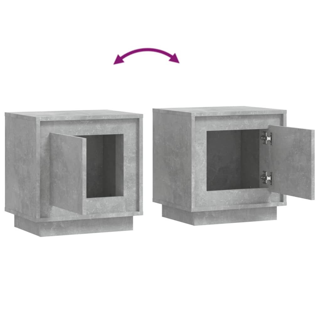 Nattbord 2 stk betonggrå 44x35x45 cm konstruert tre