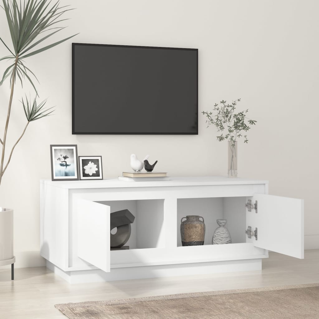 Salongbord høyglans hvit 102x50x44 cm konstruert tre