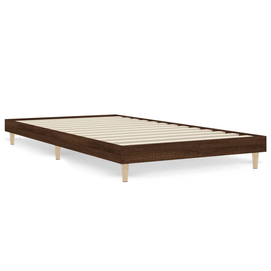 Sengeramme uten madrass brun eik 90x200 cm konstruert tre