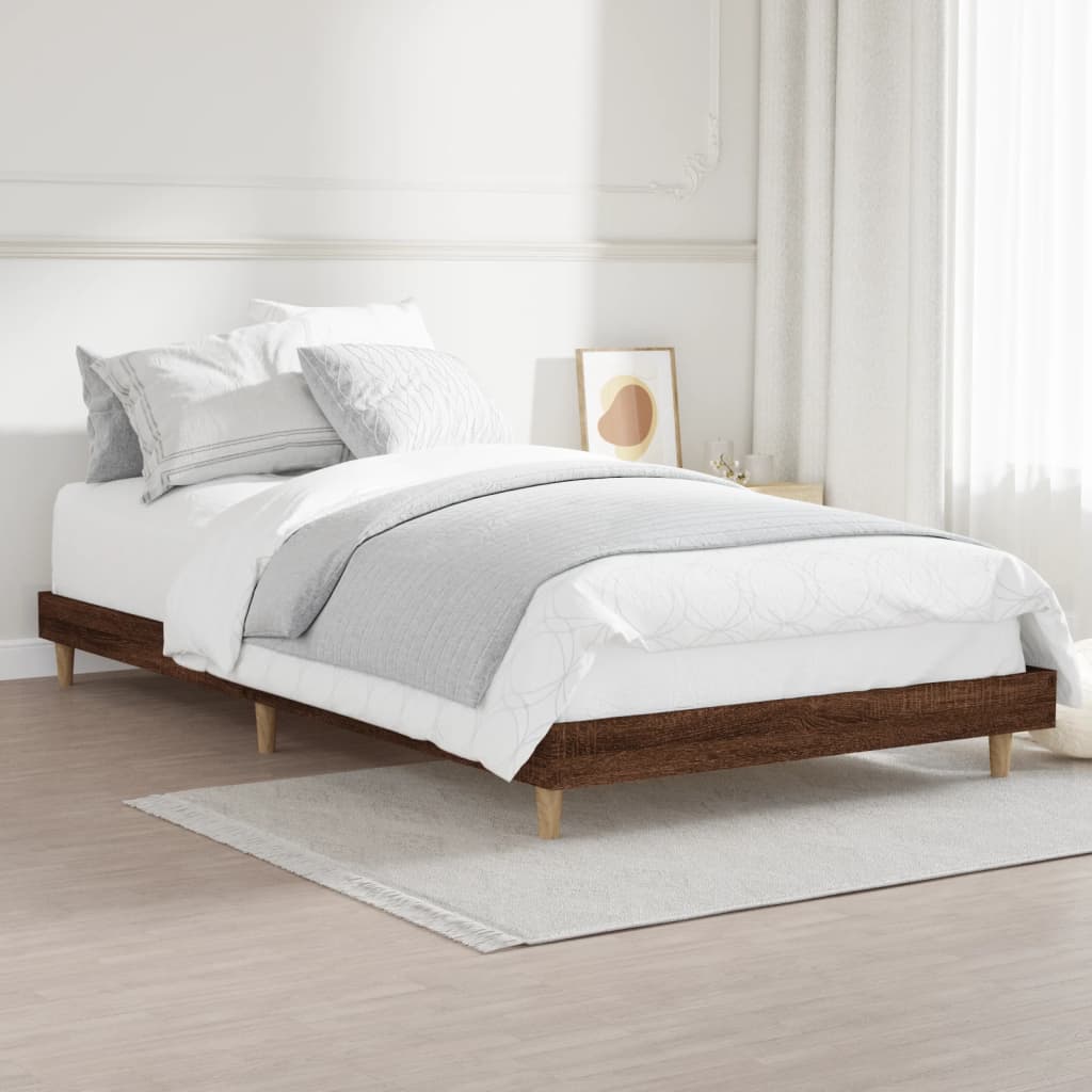 Sengeramme uten madrass brun eik 90x200 cm konstruert tre