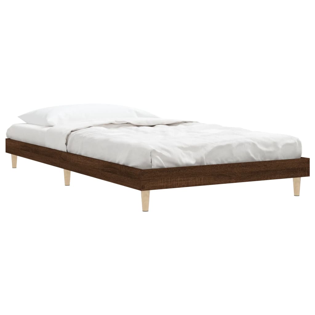 Sengeramme uten madrass brun eik 90x200 cm konstruert tre