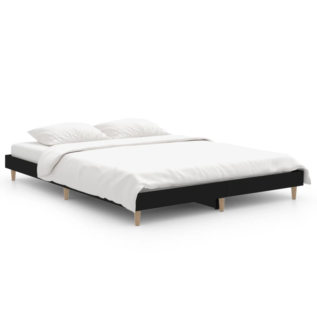 Sengeramme svart 140x190 cm konstruert tre